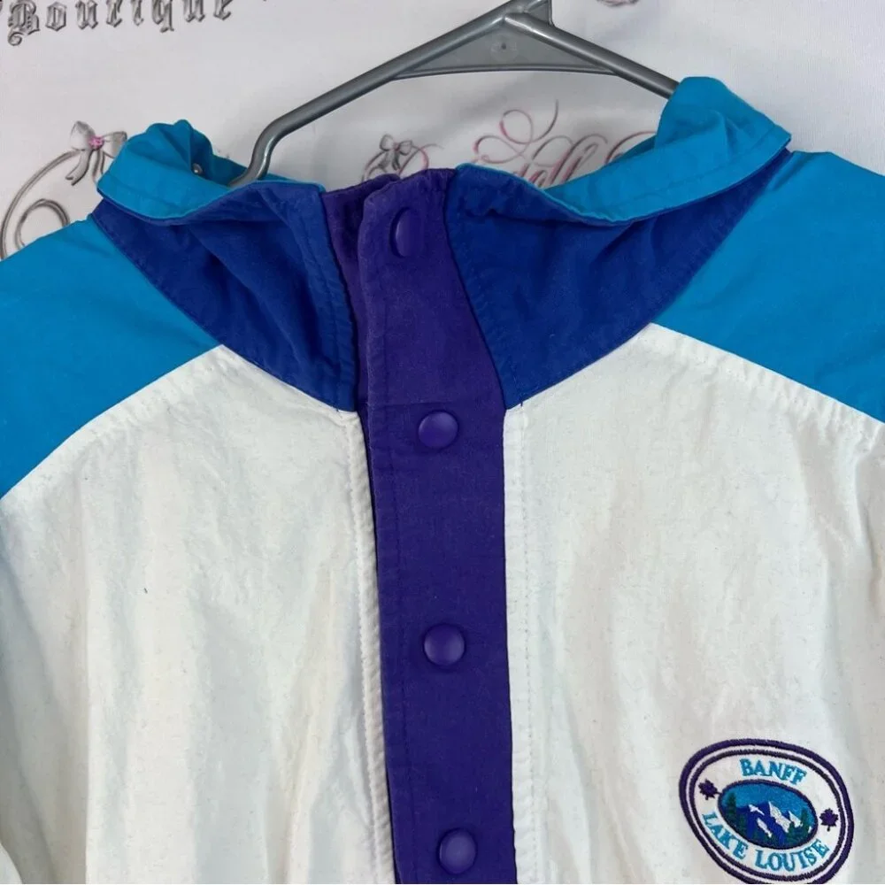 Jacket Banff lake Louis vintage retro long sleeve  Colorblock Windbreaker Jacket